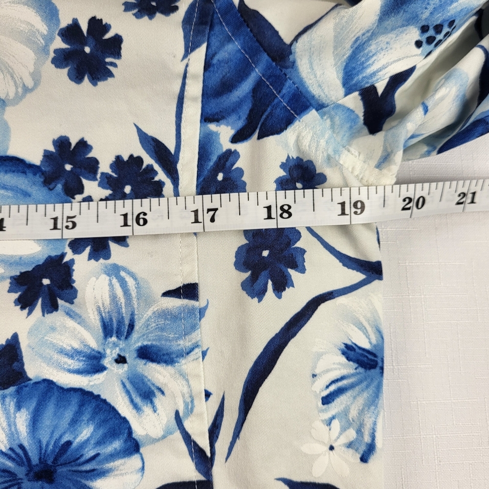 David Brooks Lightweight Floral JACKET Womens Size M Blue White Button Up Vtg - Picture 7 of 16